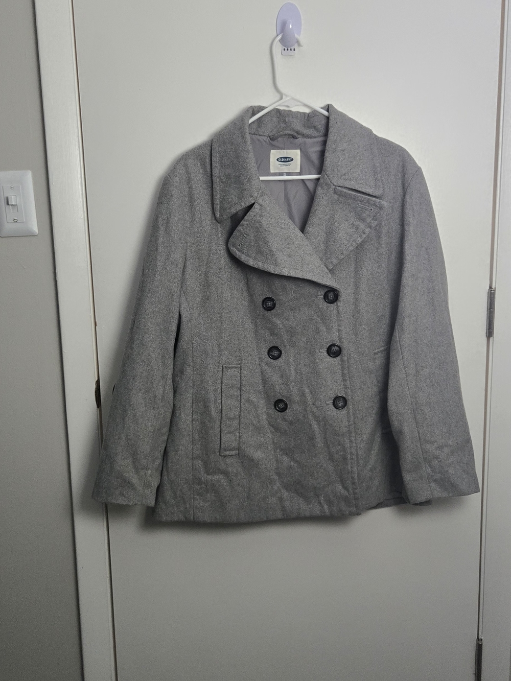 Old Navy Light Gray Double-Breasted Peacoat